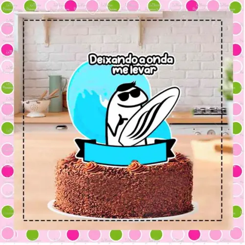 Topo de Bolo Flork Of Cows Surfista