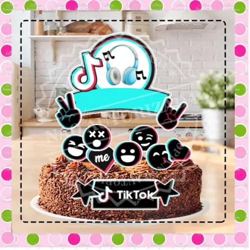 Topo de Bolo Tik Tok