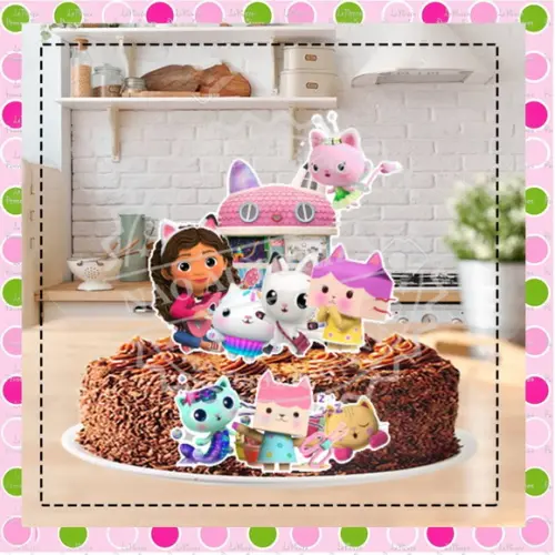 Topo de Bolo Gabby's Dollhouse