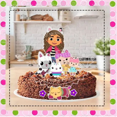 Topo de Bolo Gabby's Dollhouse