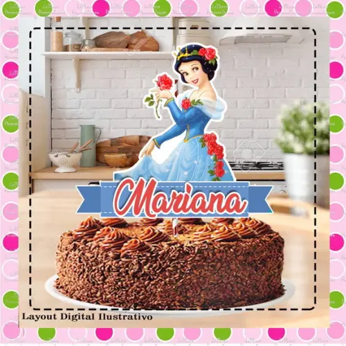 Topo de Bolo Branca de Neve