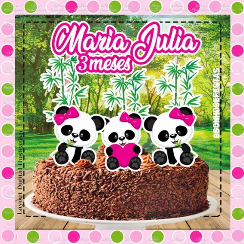Topo de Bolo Panda