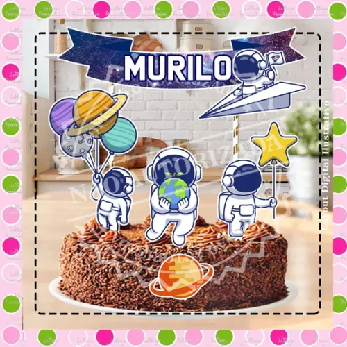 Topo de Bolo Astronauta