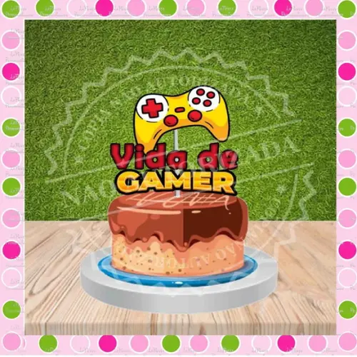 Topo de Bolo Vida de Gamer