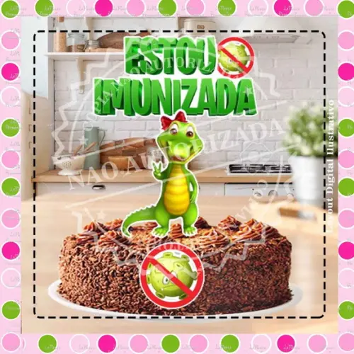 Topo de Bolo Covid Imunizado