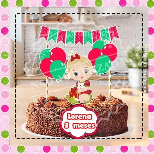 Topo de Bolo Bebê Menina