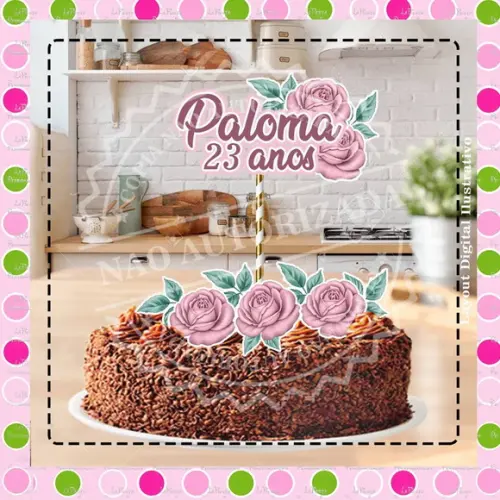 Topo de Bolo Flores
