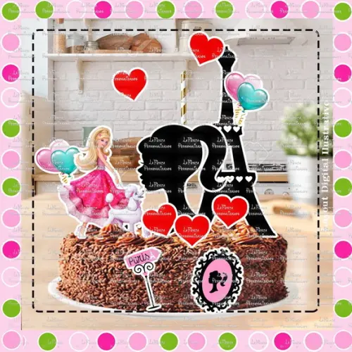 Topo de Bolo Barbie Paris