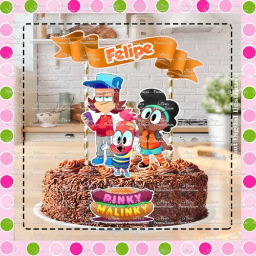 Topo de Bolo Pinky Malinky