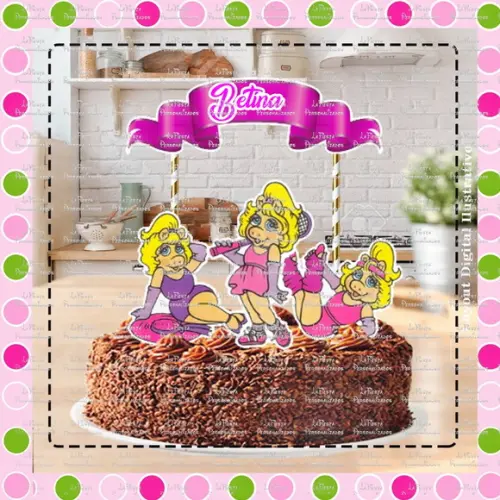 Topo de Bolo Miss Piggy