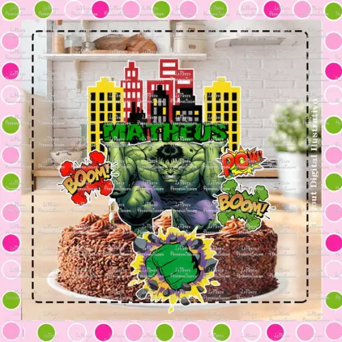 Topo de Bolo Hulk