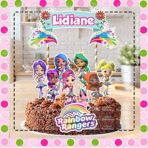 Topo de Bolo Rainbow Rangers