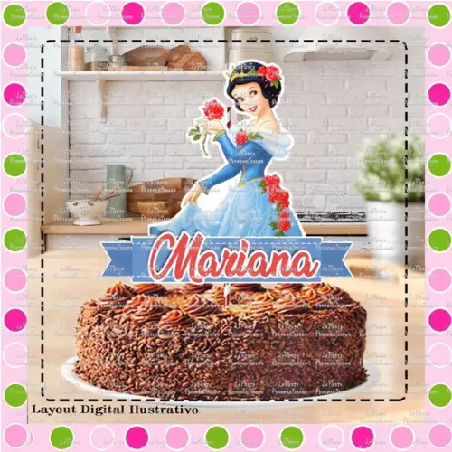 Topo de Bolo Branca de Neve
