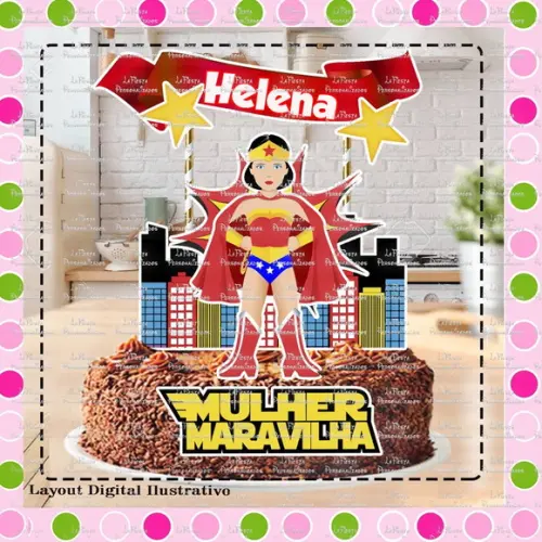 Topo de Bolo Mulher Maravilha