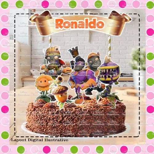 Topo de Bolo Plants Vs Zombies