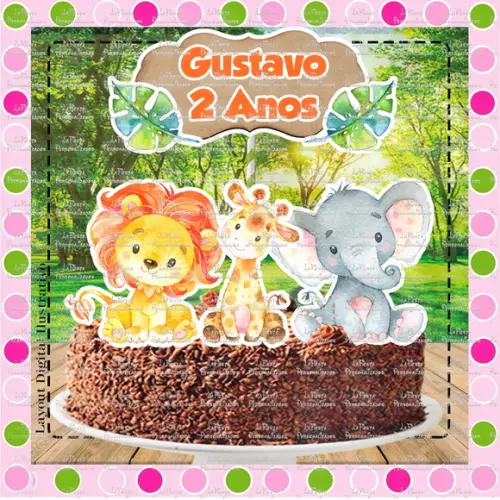 Topo de Bolo Safari