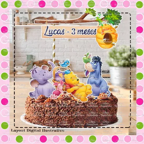 Topo de Bolo Ursinho Pooh