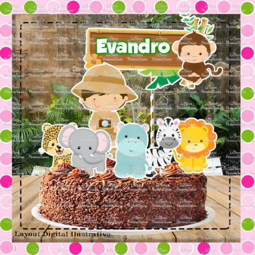 Topo de Bolo Safari