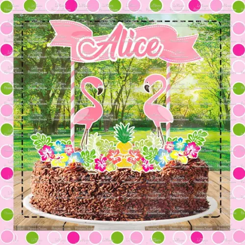 Topo de Bolo Flamingo