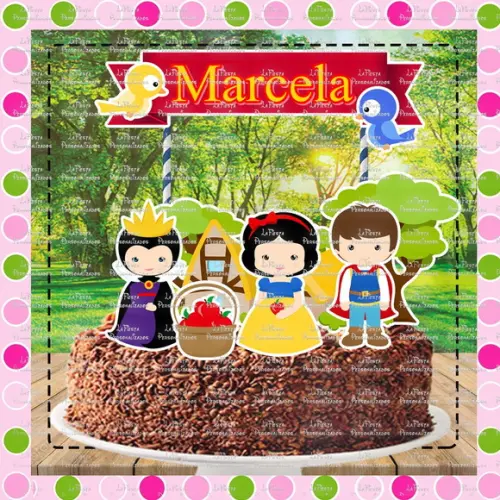 Topo de Bolo Branca de Neve