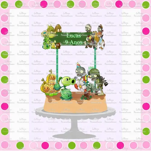 Topo de Bolo Plants Vs Zombies