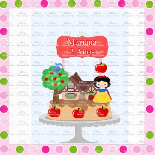 Topo de Bolo Branca de Neve