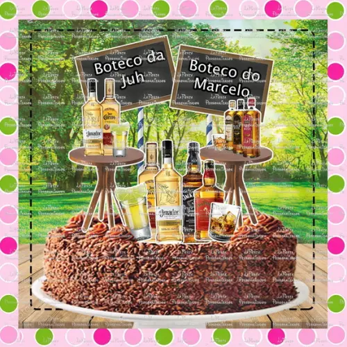 Topo de Bolo Whisky e Tequila