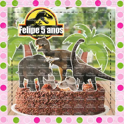 Topo de Bolo Dinossauro