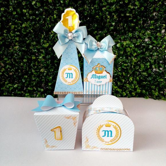 Kit Personalizado Realeza Azul Luxo 30 Peças
