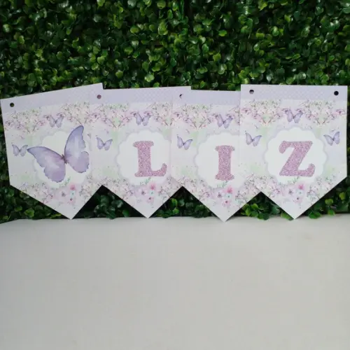 Bandeirola Personalizada Jardim Lilás