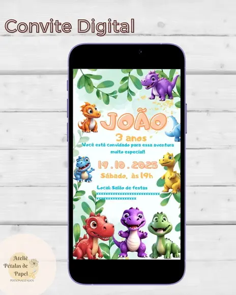 Convite Digital Dino Baby