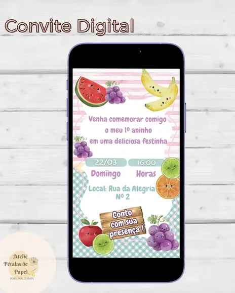 Convite Digital Quitandinha Frutas