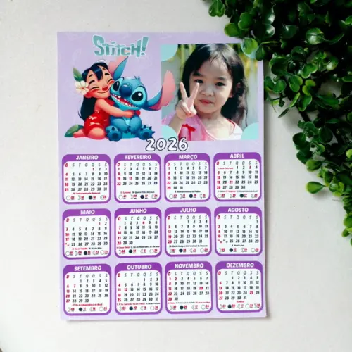 Calendário 2026 Stitch Personalizado com Foto Ímã