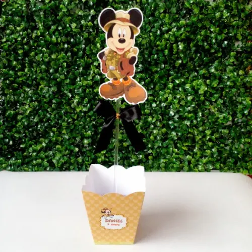 Centro de Mesa Cachepot Mickey Safari