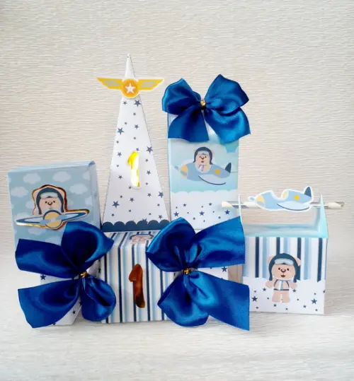 Kit Personalizado Urso Aviador 30 Peças