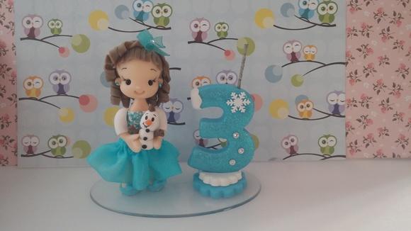 Vela Personalizada Frozen em Biscuit