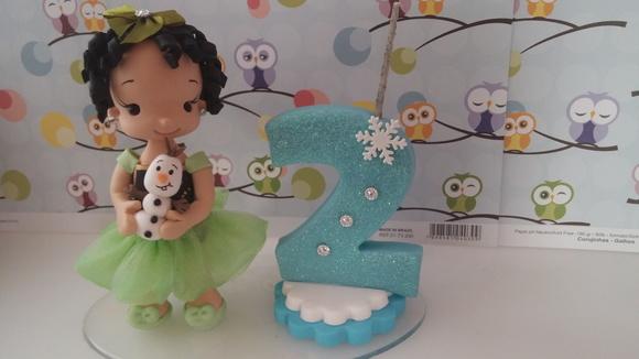 Vela Personalizada Frozen em Biscuit