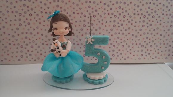 Vela Personalizada Frozen em Biscuit