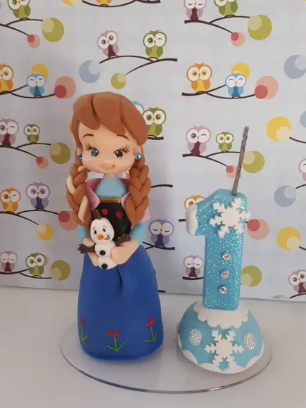 Vela Personalizada Frozen em Biscuit