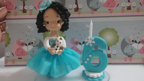 Vela Personalizada Frozen em Biscuit