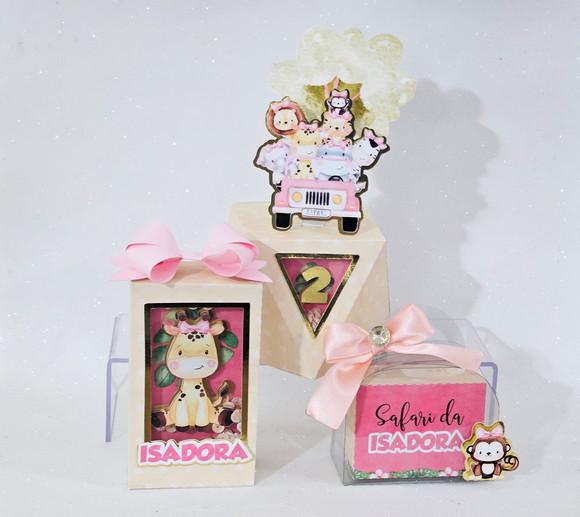 Kit de Personalizados Luxo Safari Rosa - 12 Peças