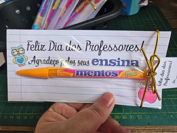 Lembrancinha Dia dos Professores Caneta Ensinamentos Mentos