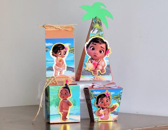 Kit Personalizado Luxo Moana Baby 60 peças