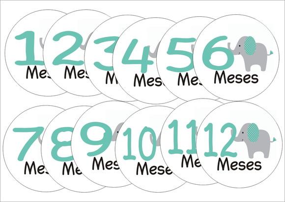 Adesivos para Mesversário Elefantinho - mês a mês