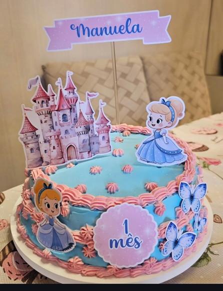 Topo de Bolo Mesversário Cinderela