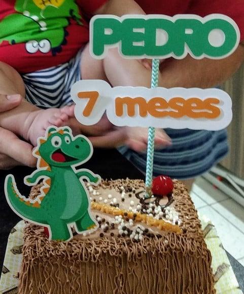 Topo de bolo mesversário Dinossauro