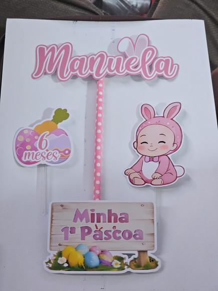 Topo de Bolo Mesversário Páscoa