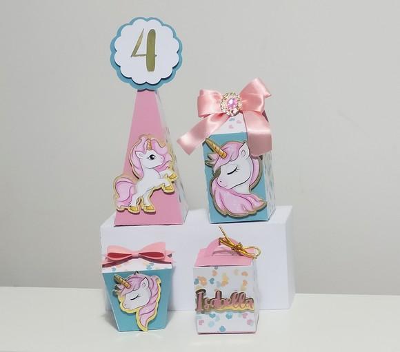 Kit De Personalizados Luxo Unicórnio 40 Peças