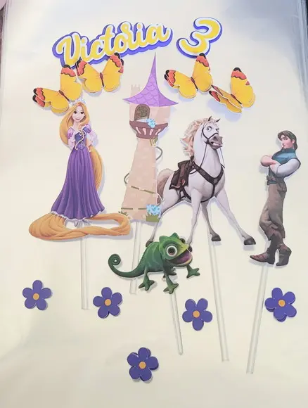 Topo De Bolo Rapunzel Enrolados