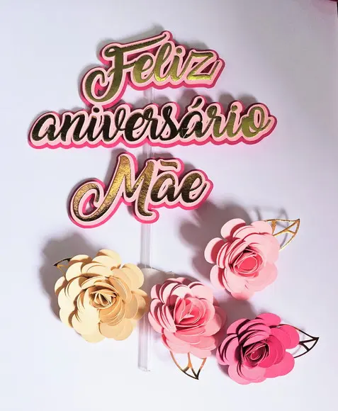 Topo de Bolo com Flor